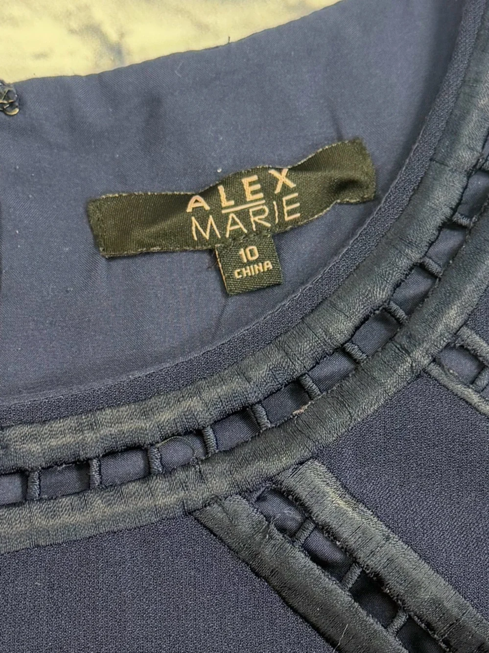 Alex Marie Classic Navy Short-Sleeve A-Line Dress. Size 10.